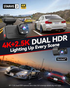 REDTIGER VC70 & 33FT WDR, 4K+2.5K Dash Cam Front and Rear, STARVIS 2 IMX678 x Noctura™ Sensor, Dual HDR Hyper Night Clarity, 5.8GHz WiFi 6, 30MB/S Fast Download - Image 3