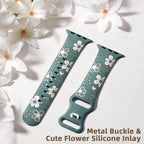 Witzon Floral Band Compatible with Apple Watch Bands For Women 40mm 41mm 38mm 42mm 44mm 45mm 46mm 49mm, Engraved Cute Flower Silicone Dressy Strap for iWatch Series 11 10 9 8 7 6 5 4 3 2 SE Ultra - Image 5