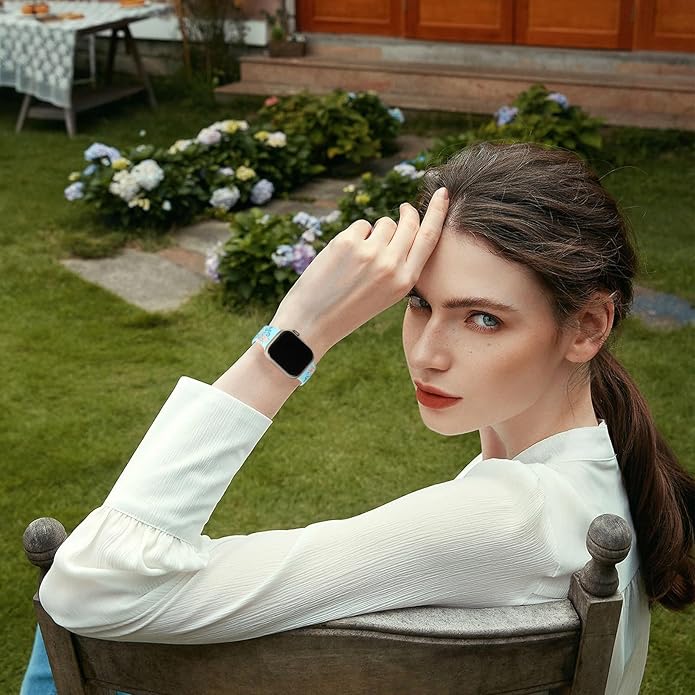 Witzon Floral Band Compatible with Apple Watch Bands For Women 40mm 41mm 38mm 42mm 44mm 45mm 46mm 49mm, Engraved Cute Flower Silicone Dressy Strap for iWatch Series 11 10 9 8 7 6 5 4 3 2 SE Ultra - Image 5