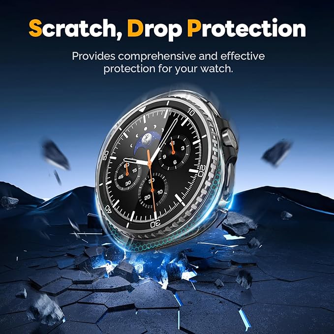 Misxi [2+2 Pack] Case Hard PC Bumper + Tempered Glass Screen Protector [with Auto Alignment Tool Kit] for Samsung Galaxy Watch 8 Classic 46mm, Anti-Scratch Cover for Galaxy Watch8 Classic, Transparent - Image 4