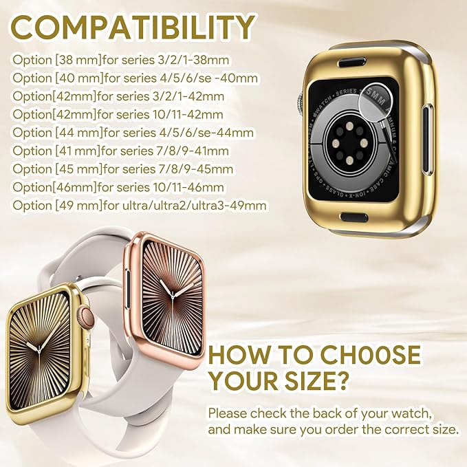 JR.DM 2 Pack 40mm Soft Flexible TPU Case Compatible for Apple Watch Series 6/5/4/SE Touchable Screen Lightweight Anti-Scratch AllAround Protector Thin Guard Shockproof Cover for iWatch, Gold+Rose Gold - Image 5