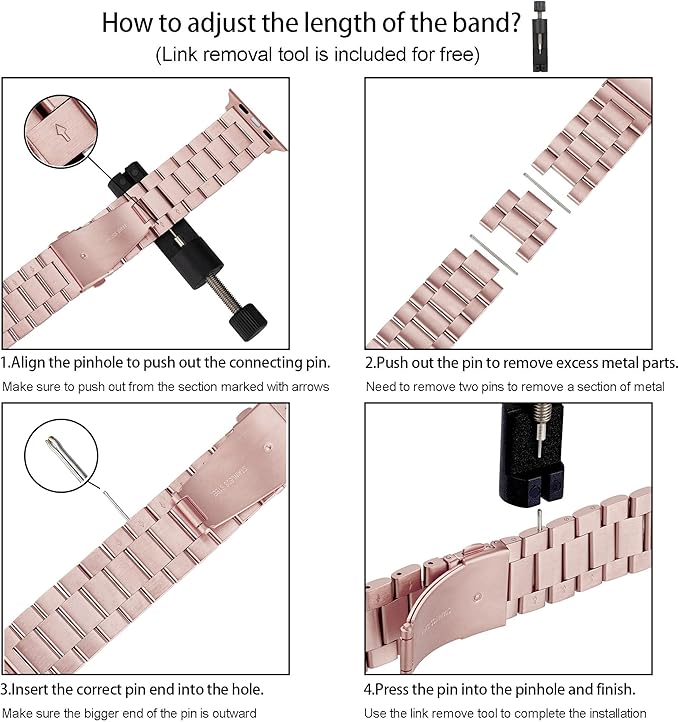 Compatible with Apple Watch Ultra 3/2/1 Band and Case, Stainless Steel Metal Chain with TPU Cover, Smart-Watch Link Bracelet Strap for men, Wrist-Band for i-Watch Ultra, 49mm, Rose-Gold - Image 9