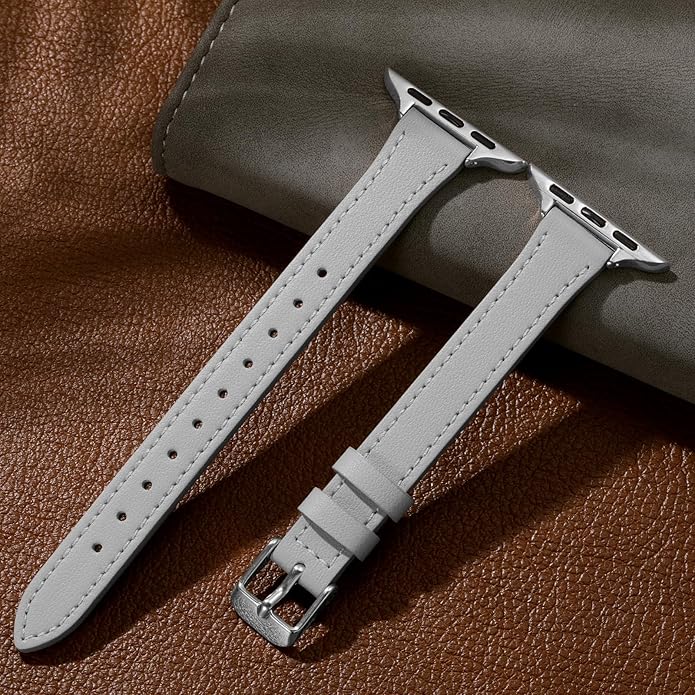 Charlam Slim Leather Band Compatible with Apple Watch Bands for Women 40mm 38mm 41mm 42mm 44mm 45mm 46mm, Top Grain Genuine Leather Strap Thin Wristband for iWatch Series 11 10 SE 9 8 7 6 5 4 3 2 1 - Image 5