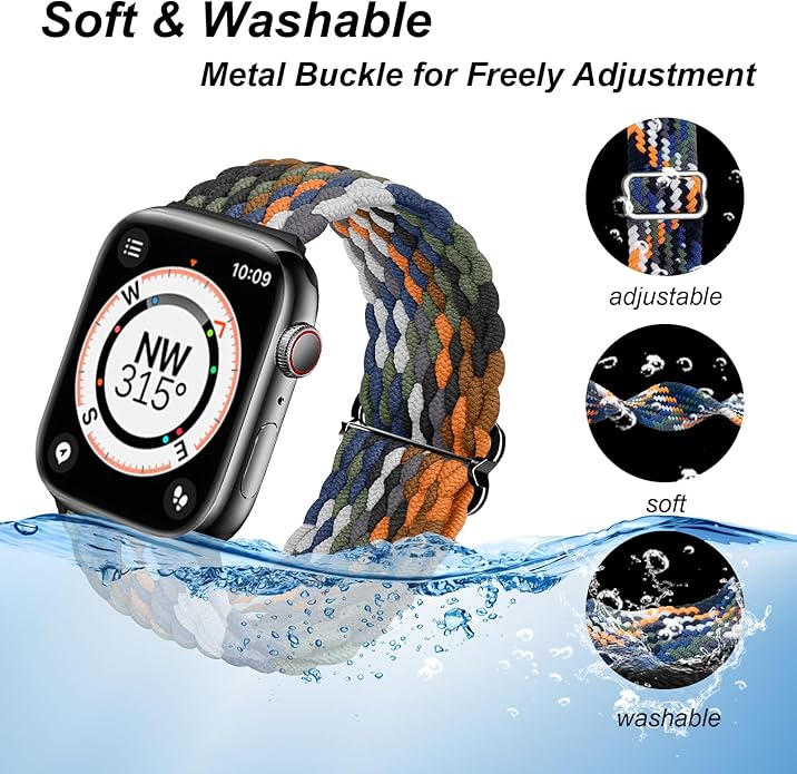 DOBSTFY Compatible with Apple Watch Band 38mm 40mm 41mm 42mm 44mm 45mm 46mm 49mm for Women Men,Stretchy Braided Apple Watch Strap for iWatch Series 10/9/8/7/6/5/4/3/2/1/SE/Ultra/Ultra 2 - Image 3