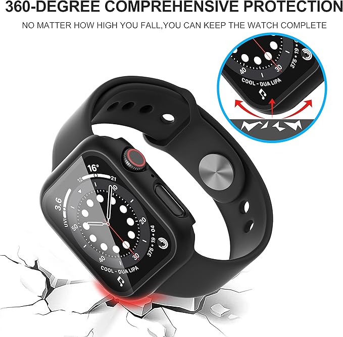 Suoman 2-Pack for Apple Watch Series 9/8/7/6/5/4/Series SE/SE 2 45mm All-Around Screen Protector Case, Tempered Glass Screen Protector Case Ultra-Thin for iWatch 45mm Protection Cover - Clear - Image 6