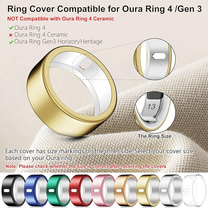10 Pack Cover Compatible for Oura Ring 4/Gen 3 Heritage/Gen 3 Horizon,(NOT Compatible with Oura 4 Ceramic),Charging Directly,Rugged TPU Elastic Finger Protector for Workout Women Men-Size 13 - Image 2