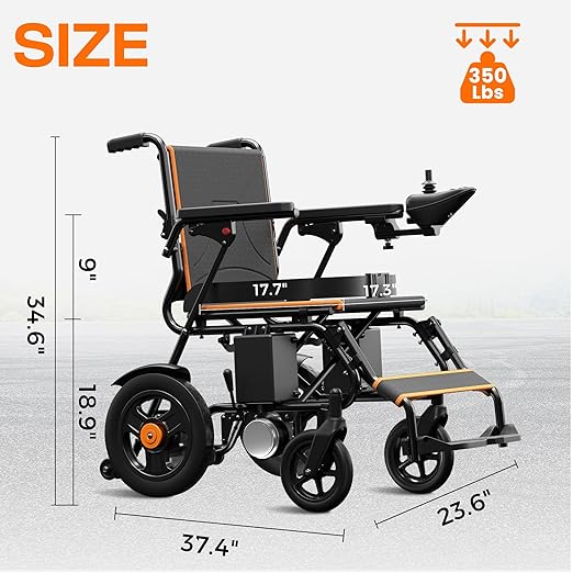 Electric Wheelchair, Foldable Wheelchair for Adults, 500W Motorized Wheelchair with 15+ Long Travel Range, All Terrain Portable Electric Wheelchair for Seniors Support 350LB - Image 7