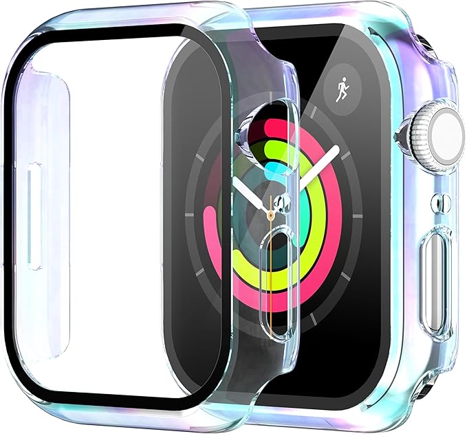 Diruite 2-Pack for Apple Watch Series 3/2/1 42mm Case, Ultra-Thin All-Around Tempered Glass Screen Protector Protection Cover for iWatch 42mm - Colorful by Suoman