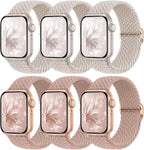 6 Pack Braided Stretchy Bands Compatible with Apple Watch Band 38mm 40mm 41mm 42mm 44mm 45mm 46mm 49mm Women Men, Adjustable Nylon Solo Loop Elastic Straps for iWatch Series 11 10 9 8 7 6 5 4 SE Ultra by KnossenWatchBand