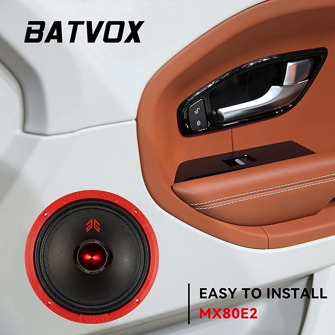 MX80E2 Midrange Loudspeaker 8" Red Bullet, 640W Max, 4 Ohms, Premium Quality Audio Door Speakers for Car or Truck Stereo Sound System, Red (2 Speaker) - Image 7