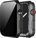 Misxi 2 Pack All-around Privacy PC HD Case with Button for Apple Watch Series 9 (2023) Series 8 Series 7 41mm, Shockproof Cover with Anti-Spy Tempered Glass Screen Protector for iWatch, Black by Misxi