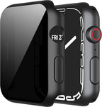 Misxi 2 Pack All-around Privacy PC HD Case with Button for Apple Watch Series 9 (2023) Series 8 Series 7 41mm, Shockproof Cover with Anti-Spy Tempered Glass Screen Protector for iWatch, Black by Misxi
