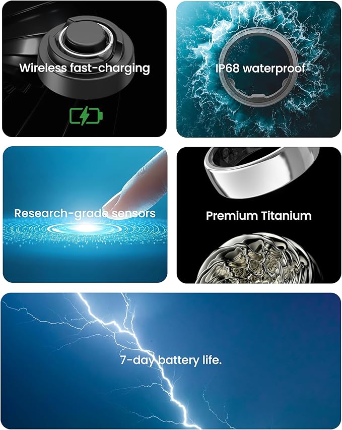 aaboRing Smart Ring, Men, Women, Track Heart Rate, Fitness, Activity, Sleep Stress Monitoring, Step Count, Up to 7 Days of Battery Life, Titanium, No App Subscription, Gold 11 - Image 8