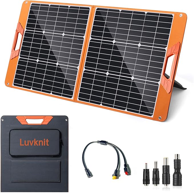 Solar Panels 100Watt Portable 24% High-Efficiency 18V Foldable Solar Charger with USB Outputs for Power Stations, Phones, IP65 Waterproof Perfect for Camping, RVing, Home Backup and Off-Grid Blackouts by Luvknit