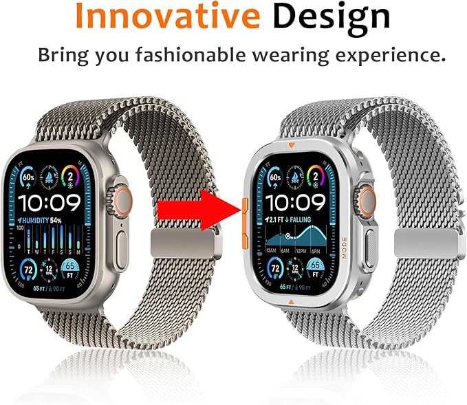 Amizee Metal Case Compatible with Apple Watch Ultra 3/2/1 49mm Case with Back Cover, Rugged Protective Bumper Cover for iWatch 49mm, Silver - Image 2