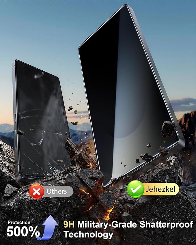3 Pack Privacy Screen Protector for Samsung Galaxy S24 Tempered Ultra-Thin Glass with 9H, Anti Scratch, Bubble Free [Support Fingerprint Unlock] Black - Image 4
