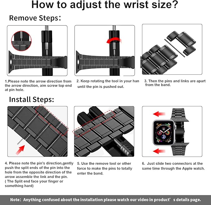 MioHHR Solid Stainless Steel Band Compatible with Apple Watch 41mm, Metal Strap with Soft TPU Case for iWatch Series 9 8 7 Women and Men, Black - Image 6