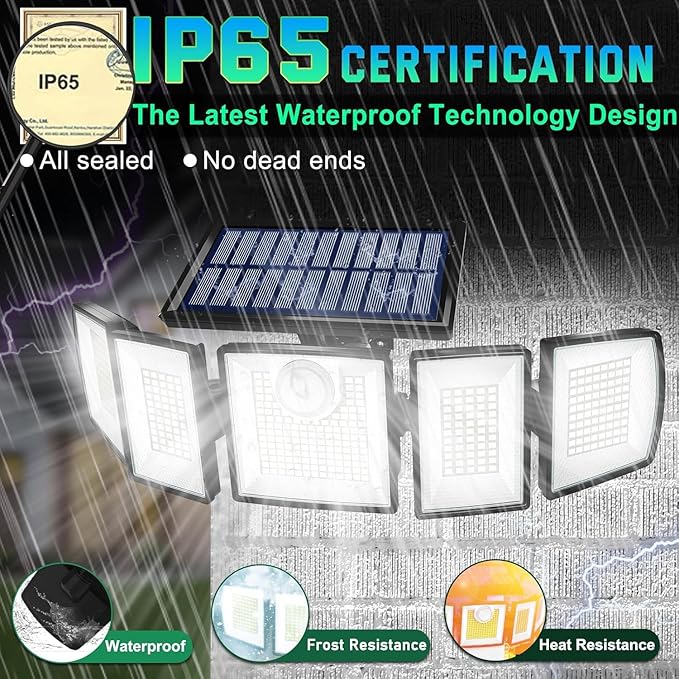 Solar Lights Outdoor Waterproof Motion Sensor - 416 LEDs 3000 Lumens Super Bright 3 Brightness 3 Modes 2400mAh 360° Illumination 32ft Solar Flood Security Light for Outside (‎With Remote Control, 4) - Image 5