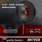 MX65E1 Midrange Loudspeaker 6.5" Red Bullet, 400W Max, 6 Ohms, Premium Quality Audio Door Speakers for Car or Truck Stereo Sound System, Black (2 Speaker) - Image 2
