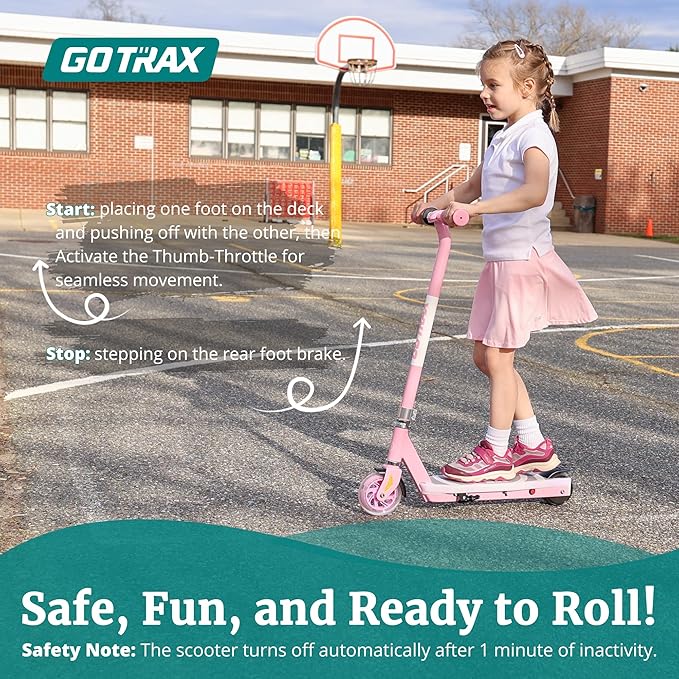 Gotrax Scout Pro Electric Scooter for Kids, Max 3 Mile Range, 6 Mph Speed ​​by 80W Motor and Thumb Control, 5" Solid Wheels with Flash Wheel & Deck Lights, Max 110 Lbs Load for Boy & Girl Ages 4-7 - Image 7
