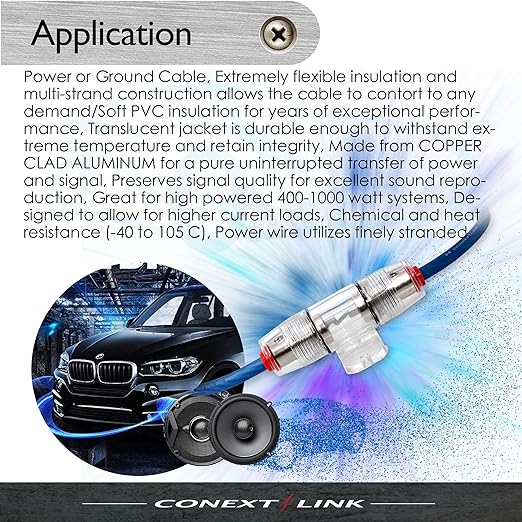 Conext Link 25 ft Red 8 Gauge Amplifier Power Ground Wire 25 Feet 8 GA AWG Amp Cable Roll （10861） - Image 5