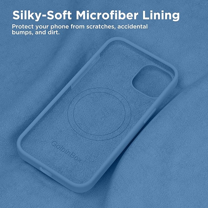 GolbinBox Magnetic for iPhone 15 Case, Compatible with MagSafe, [Soft Anti-Scratch Microfiber Lining], Slim Liquid Silicone Shockproof Protective Phone Case for iPhone 15 6.1 inch, Lake Blue - Image 6