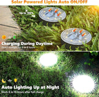 Joomer Solar Ground Lights, 12 Pack 8 LED Solar Lights Outdoor Waterproof IP68 Disc Light Landscape Lighting Garden Light for Patio Pathway Lawn Yard Driveway Walkway(White) - Image 3