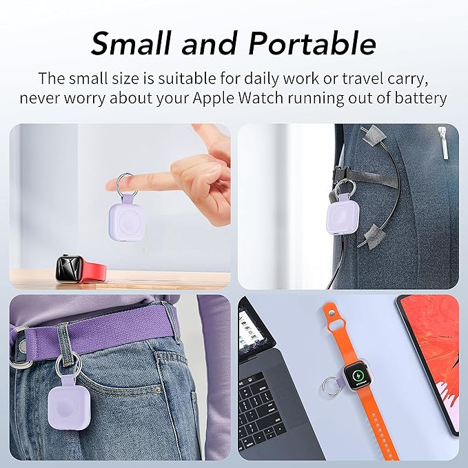 Portable Travel Charger for Apple Watch Series 8,Wireless iWatch Charger 1200mAh Power Bank with Charging Cable, Purse Keychain Smart Chargers for Apple Watch Series 11/10/9/8/7/6/SE/5/4/3/2/1/UItra - Image 7