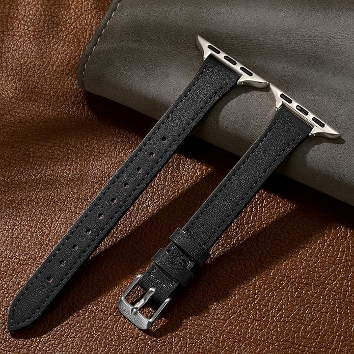 Charlam Slim Leather Band Compatible with Apple Watch Bands for Women 40mm 38mm 41mm 42mm 44mm 45mm 46mm, Top Grain Genuine Leather Strap Thin Wristband for iWatch Series 11 10 SE 9 8 7 6 5 4 3 2 1 - Image 5