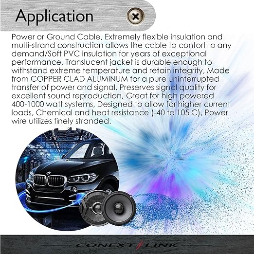 Conext Link 25 ft Blue 8 Gauge Amplifier Power Ground Wire 25 Feet 8 GA AWG Amp Cable Roll （10862） - Image 5