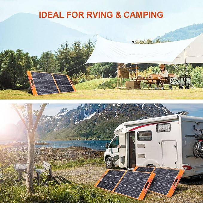 Solar Panels 100Watt Portable 24% High-Efficiency 18V Foldable Solar Charger with USB Outputs for Power Stations, Phones, IP65 Waterproof Perfect for Camping, RVing, Home Backup and Off-Grid Blackouts - Image 6