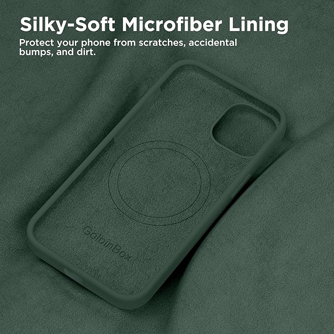 GolbinBox Magnetic for iPhone 15 Case, Compatible with MagSafe, [Soft Anti-Scratch Microfiber Lining], Slim Liquid Silicone Shockproof Protective Phone Case for iPhone 15 6.1 inch, Dark Green - Image 6
