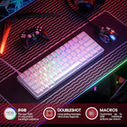 HK GAMING GK61 SE 60% | Mechanical Gaming Keyboard | 61 Keys Multi Color RGB LED Backlit for PC/Mac Gamer | US Layout (White, Mechanical Speed Yellow) - Image 3