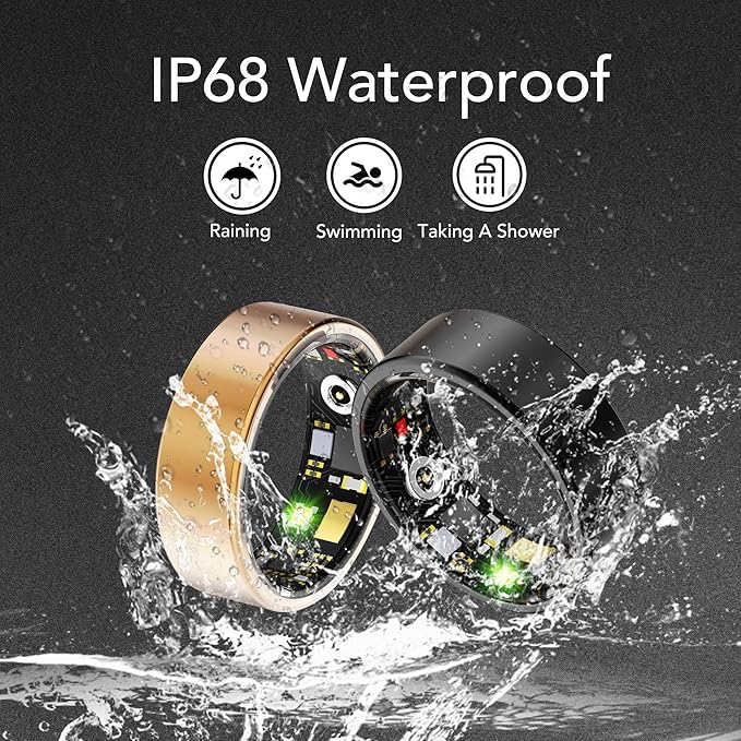 Smart Health Ring for Women Men Fitness Tracker with Heart Rate, Blood Oxygen, Blood Pressure, Sleep Monitoring, Step Counting, IP68 Waterproof for iOS and Android, Silver 7 - Image 6