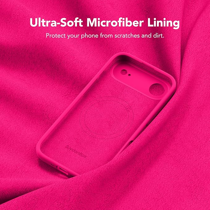 Magnetic for iPhone Air Case, Compatible with MagSafe, [Full Camera Protection][Screen Protector] Silicone Shockproof Protective Phone Case for iPhone 17 Air 6.5", Hot Pink - Image 5