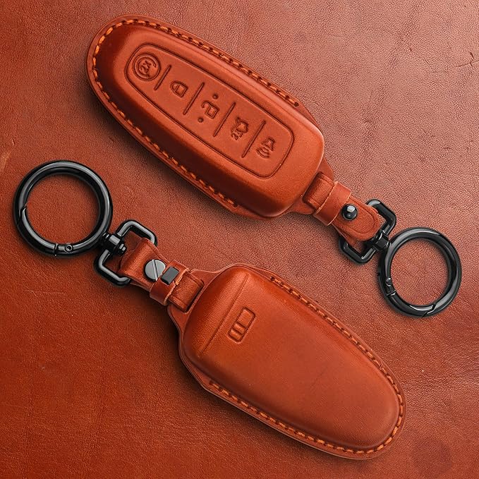 Tukellen for Ford Leather Key Fob Cover Key Shell Case for Ford C-Max Edge Escape Expedition Explorer Flex Focus Taurus Lincoln MKS MKT MKX -Brown - Image 3