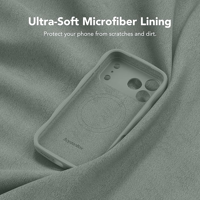 Magnetic for iPhone 17 Pro Case, [Full Camera Protection][Compatible with MagSafe] Cute Wave Frame Silicone Shockproof Protective Phone Case for iPhone 17 Pro 6.3", Calke Green - Image 5