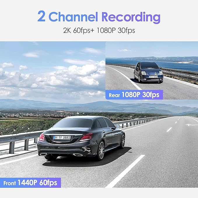 VIOFO A129 Plus Duo 2K 1440P Front & 1080P Rear Dash Cam with Wi-Fi, GPS, Night Vision + 128GB U3 A2 MicroSD Card Bundle for Ultra HD Recording & Reliable Storage - Image 5