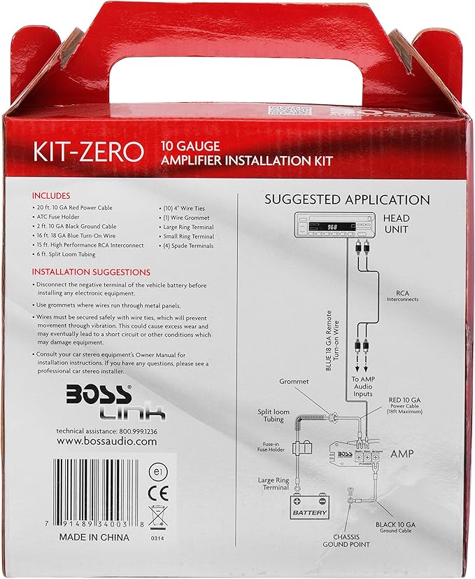 BOSS Audio Systems KIT-ZERO 10 Gauge Car Amplifier Install Wiring Kit - Makes Connections and Brings Power to Your Radio, Subwoofers and Speakers - Image 3