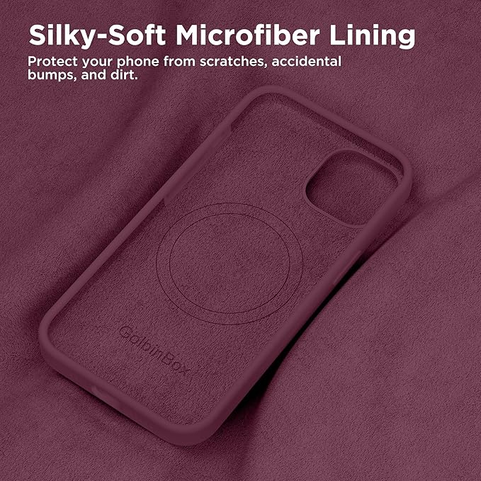GolbinBox Magnetic for iPhone 15 Case, Compatible with MagSafe, [Soft Anti-Scratch Microfiber Lining], Slim Liquid Silicone Shockproof Protective Phone Case for iPhone 15 6.1 inch, Wine Red - Image 6