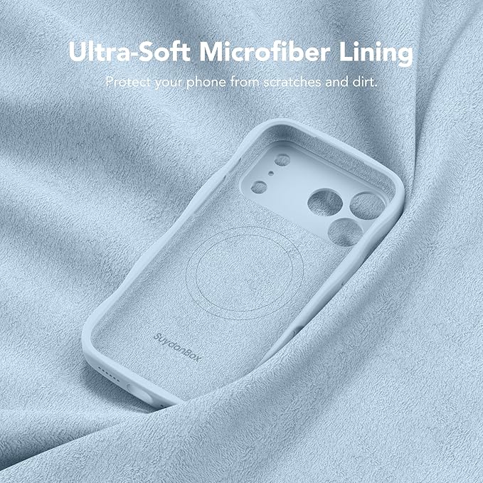 Magnetic for iPhone 17 Pro Case, [Full Camera Protection][Compatible with MagSafe] Cute Wave Frame Silicone Shockproof Protective Phone Case for iPhone 17 Pro 6.3", Light Blue - Image 5