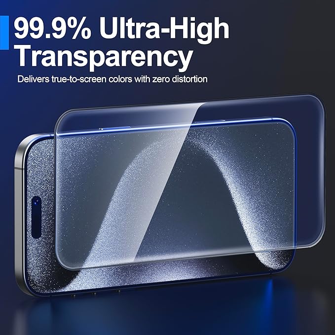 Ailun 3 Pack Screen Protector for iPhone 15 Pro Max [6.7 inch] + 3 Pack Camera Lens Protector with Installation Frame,Sensor Protection,Dynamic Island Compatible,Case Friendly Tempered Glass Film - Image 3