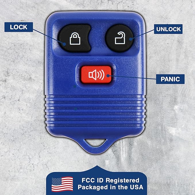 KeylessOption Key Fob Replacement for 1998 1999 2000 2001 2002 2003 2004 2005 2006 2007 2008 2009 2010 2011 2012 2013 2014 2015 2016 Ford Lincoln Mazda Mercury Remote, 3-Button Navy Blue - Image 7