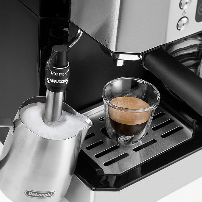 De'Longhi UPGRADED All-in-One Combination Coffee Maker & Espresso Machine + Advanced Adjustable Milk Frother for Cappuccino & Latte + Glass Coffee Pot 10-Cup, COM532M black - Image 4