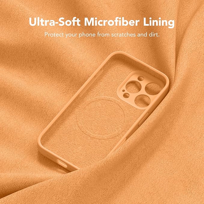 Magnetic for iPhone 16 Pro Case, Compatible with MagSafe, [Full Camera Protection][Screen Protector] Silicone Shockproof Protective Phone Case for iPhone 16 Pro 6.3", Cantaloupe - Image 6