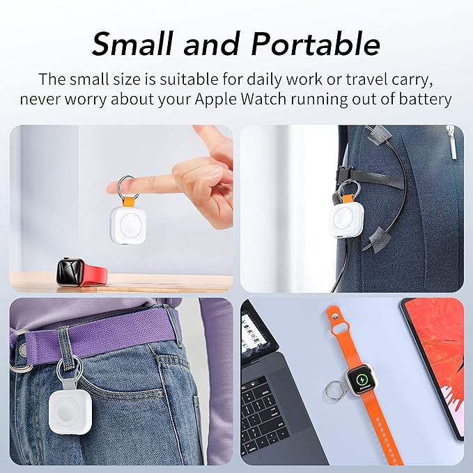 HUOTO Portable Watch Charger for Apple Watch Series 9,Portable Magnetic iWatch Charger 1200mAh Power Bank Mini Purse Items Fast keychain Charging for Apple Watch Series 11/10/ 9/8/7/6/SE/5/4/3/2/UItra - Image 8