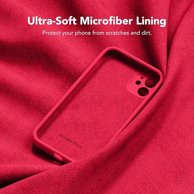 Magnetic for iPhone 11 Phone Case Silicone, Compatible with MagSafe, [Full Camera Protection][Screen Protector] Slim Shockproof Protective Case for iPhone 11 6.1", Red - Image 7