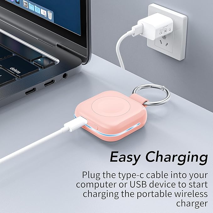 HUOTO Portable Wireless Charger for Apple Watch Accessories,for Apple Watch Series 11/10/9/8/UItra 2/UItra/7/6/5/4/3/2/SE,Compact Magnetic iWatch Charger 1200mAh Power Bank Keychain Travel Style Gift - Image 6